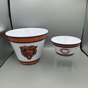 2007 Melamine Party Bowl Chicago Bears w/Small Bowl Football Snacks Sports READ